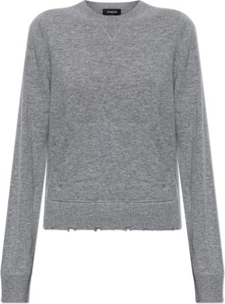 Dsquared2 Pocket Sweater - Dames - Ronde hals truien - Grijs - XS - Wol - Truien & Vesten