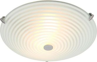 Endon Lighting Roundel - 2 Light Flush Ceiling Light Frosted White, Clear Patterned Glass with Chrome, E14