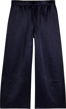 Eileen Fisher Eileen Fisher Crinkled Wide-leg Satin Trousers - Dark Blue - L (UK 18-20 / XL)