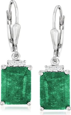 Ross-Simons Emerald Drop Earrings With. White Topaz in Sterling Silver