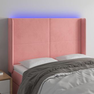 vidaXL Cabecero Con Led De Terciopelo Rosa 147x16x118/128 Cm Vidaxl