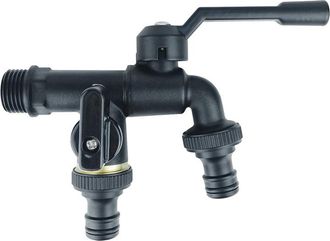 OEM Grifo Doble De Lat&oacute;n De 3/4 Para Jard&iacute;n - Duradero Con Adaptador Para Manguera Y Junta De Sellado - V&aacute;lvula De Bola Para Uso Dom&eacute;stico Y En Lavadoras