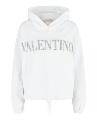 Valentino Script Logo Cropped Hoodie