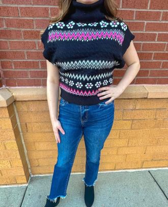 Merci Gianni Sweater Vest In Black Multi
