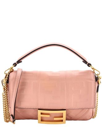 Fendi Fendi Pink Zucca Embossed Leather Baguette Nm Bag Mini (Authentic Pre-Loved)