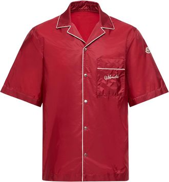 Moncler Moncler Embroidered Logo Short Sleeve Shirt, Men, Red, Size: 3xl