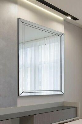 MirrorOutlet Cranbury All Glass Double-Edged Venetian Wall Mirror 144 x 115.5 CM in Silver | Size: 1 Pack