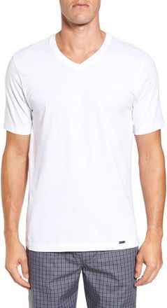 Hanro Living Cotton V-Neck T-Shirt in White at Nordstrom, Size X-Large