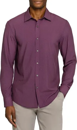W.R.K Houndstooth Performance Long Sleeve Button Up Shirt in Maroon at Nordstrom, Size Xx-Large