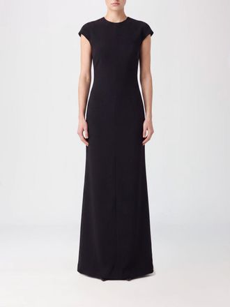 Jil Sander Long Virgin Wool Dress with Short Sleeves and Back Slit