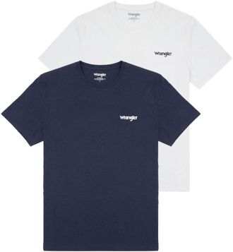 Wrangler T-Shirt WRANGLER Sign Off, Herren, Gr. S, blau (navy, wei&szlig;), Obermaterial: 100% Baumwolle, normal, Rundhals, Shirts T-Shirt
