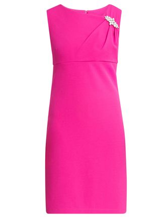 Gina Bacconi Womens Chaselynn Short Sleeveless Empire Waist Sheath Dress With Embellished Neckline - Fuschia - Size 18 UK