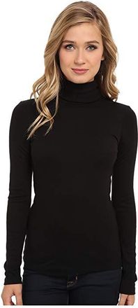 Splendid 1x1 Classic Long Sleeve Turtleneck Womens Long Sleeve Pullover Black : XS (Womens 0-2), Cotton/Modal