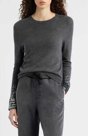 Kobi Halperin Lainey Sequin Cuff Sweater in Grey at Nordstrom, Size Xx-Large