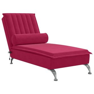 vidaXL Sof&aacute; Div&aacute;n De Masaje Con Coj&iacute;n De Terciopelo Rojo Tinto Vidaxl