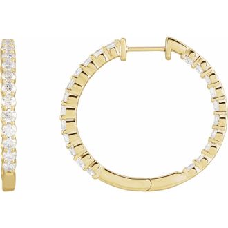 Diamond2Deal 3ct Lab-Grown Diamond Inside-Outside Hinged Hoop Earrings Clarity VS, Color F-G, 14k Gold