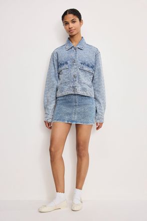 Good American Womens Crystal Denim Jacket | Indigo, Size Medium | Good American by KhloÈ Kardashian