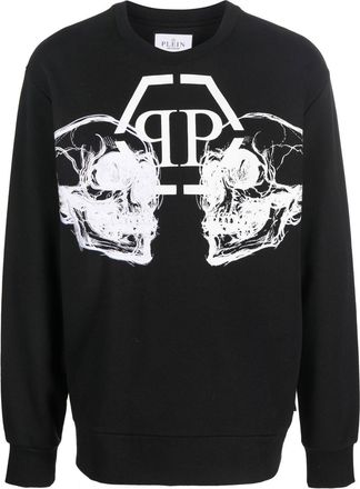 Philipp Plein Skull-print sweatshirt - men - Cotton - XXXL - Black