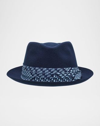 Paul Smith Men & apos;s Bandana-Trim Wool Panama Hat