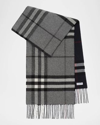 Burberry Men & apos;s Reversible Check Cashmere Scarf