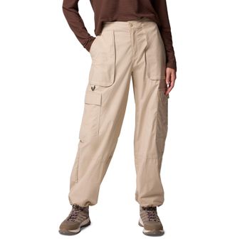 Columbia Womens Brea Falls Cotton Ripstop Pant Casual, Ancient Fossil, S