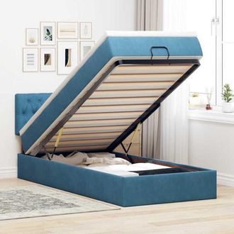 vidaXL Estructura De Cama Otomana Colch&oacute;n Terciopelo Azul Oscuro Vidaxl