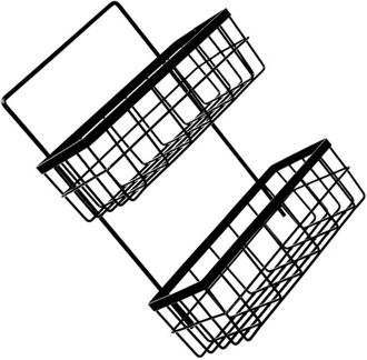 OEM Cesta De Hierro De Doble Capa - Sin Clavos - Negra - Cocina/ba&ntilde;o - Ahorra Espacio