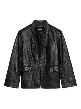 Zadig&Voltaire Veryn Crinkle leather blazer - Black
