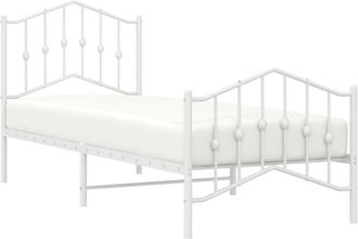 vidaXL Vidaxl - Metal Bed Frame without Mattress with Footboard White 90x200cm