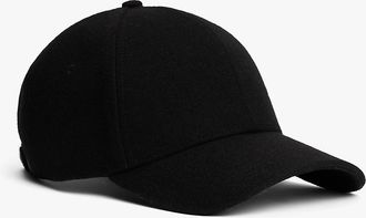 Tommy Hilfiger Mens Melton Wool-Blend Baseball Cap - Black