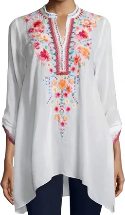 Johnny Was Sable Long Sleeve Tunic In White