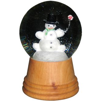Alexander Taron 2406 - Perzy Snowglobe - Medium Snowman with wooden base - 5H x 3W x 3D