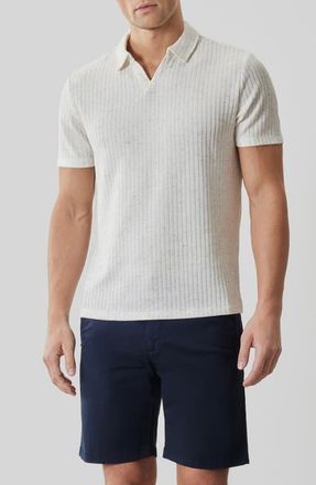 Robert Barakett Isadore Rib Johnny Collar Polo in Swan at Nordstrom, Size X-Large