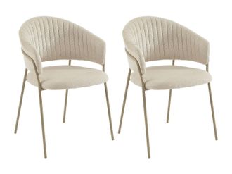 Vente-Unique Conjunto de de 2 sillas de tela texturizada y metal - Beige - MADOLIA de Pascal Morabito