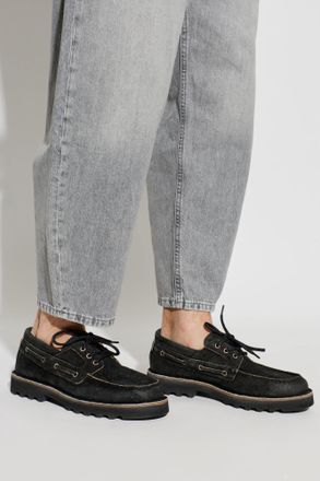 AllSaints Skiff Leather Shoes, Mens, Grey