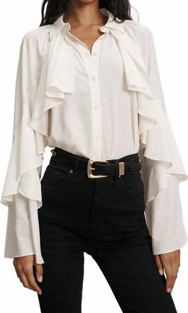 Veronica Beard Demaris Ruffled Button-Down Blouse In Dove