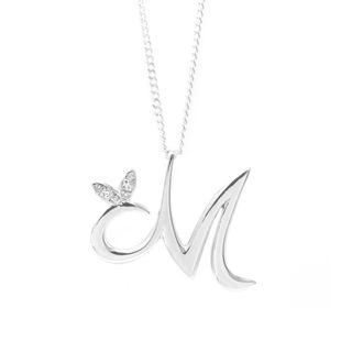 Say It With Winged Diamond Initial Necklace - Sterling Silver - M/18 | Size: 18 inches