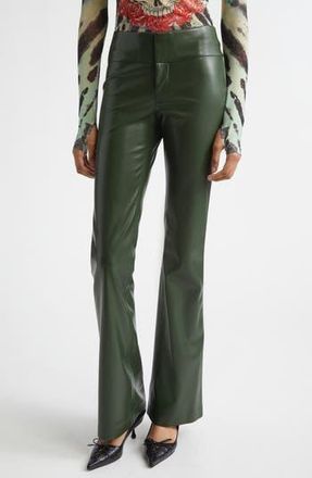 Alice & Olivia Olivia Faux Leather Pants in Dark Olive at Nordstrom Rack, Size 14