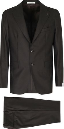 Tagliatore Dark Brown Single-Breasted One-Pleat Flannel Wool-Blend Suit