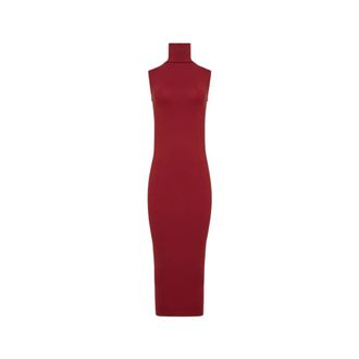 Wolford Mouwloze Merinowol Midi Jurk - Dames - Kleedjes - Rood - L - Wol - Kleedjes