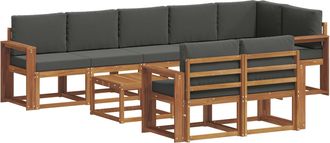vidaXL Conjunto De Sof&aacute;s De Exterior 9 Uds. Natural Y Antracita Vidaxl