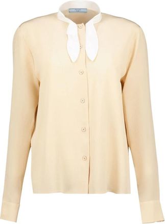 Prada Beige Zijden Blouse - Dames - Blouses - Beige - XS - Overhemden