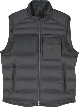Moncler Estagnour gilet - men - Polyamide/Virgin Wool/Calf Leather/Polyamide/Goose Down/Goose Feather - 1 - Grey