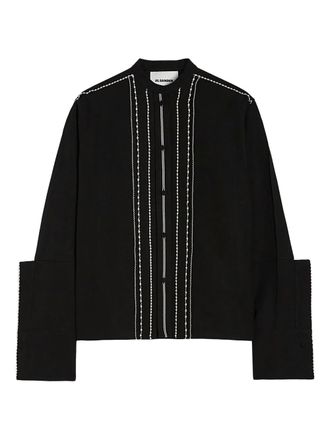 Jil Sander embellished wide-cuff blouse - Black