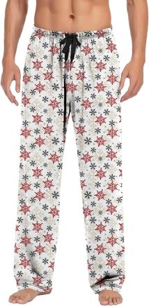 Generic Men Christmas Pajama Pants Christmas Theme Mens Pyjama Bottoms Xmas PJ Pants Mens Christmas Bottoms Christmas Elastic Waist Trousers with Pockets Chri
