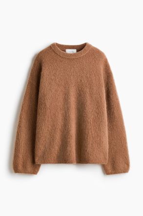 H&M Oversize-Pullover aus Mohairmix - Dunkelbeige