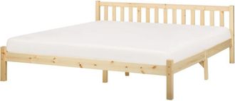 Beliani Beliani - Letto in Legno Chiaro con Rete a Doghe Testiera Alta 180 x 200 cm Florac