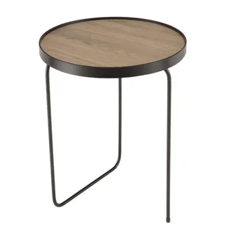 Macabane Mesa auxiliar redonda 40x40cm moca patas met&aacute;licas asim&eacute;tricas