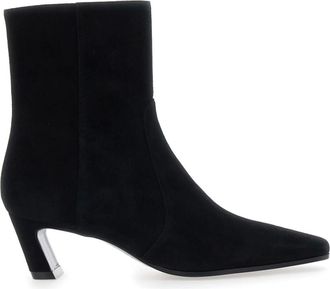 Stuart Weitzman Schoenen, Dames, Zwart, 38 1/2 EU, Leer, Stassi Zip Bootie 50
