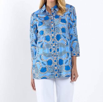 Jude Connally Sharon Heritage Chains Cotton Voile Top In Peri/gold